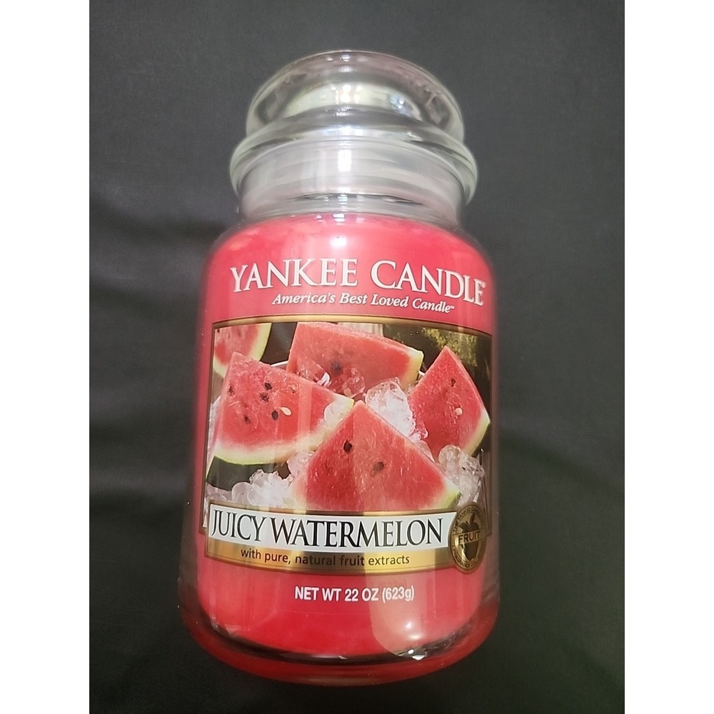 New Yankee Candle JUICY WATERMELON Largeβ Jar 22 Oz Rare Retired Fruit 1 Wick